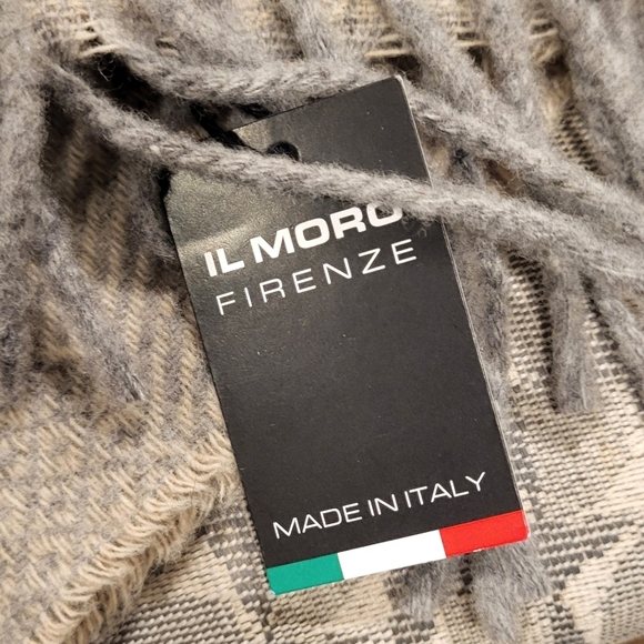 Il Moro Firenze Italian Wool Cashmere Blend Scarf In Gray And Tan Color NEW! - Picture 3 of 4